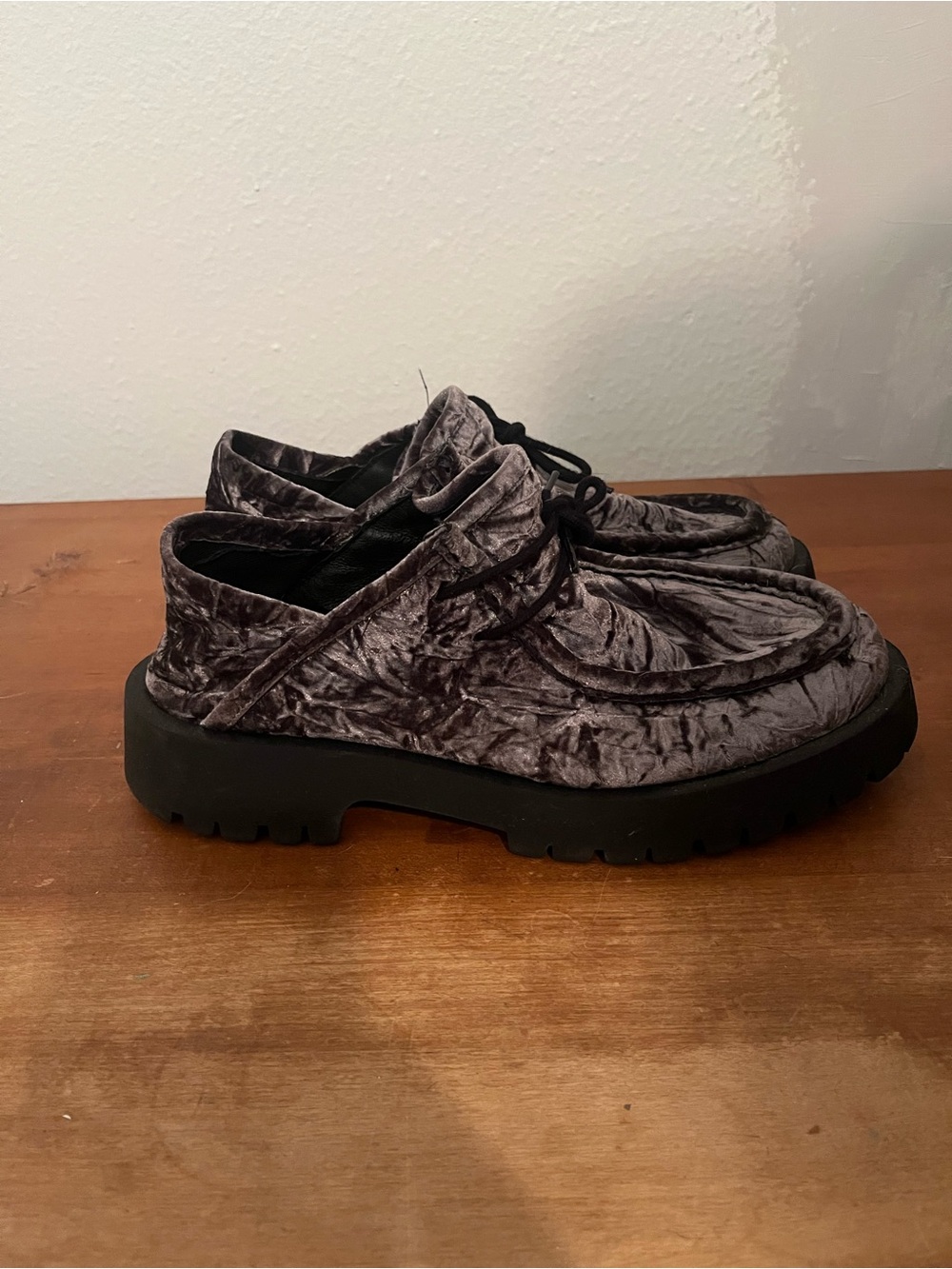 Free People Convertible Velvet Oxfords Washed Black size 40